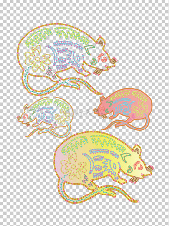 手绘鼠年老鼠霓虹灯招牌矢量图插画素材设计