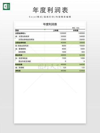 年度利潤表