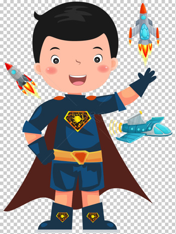 超人男孩举手宇宙飞船人物