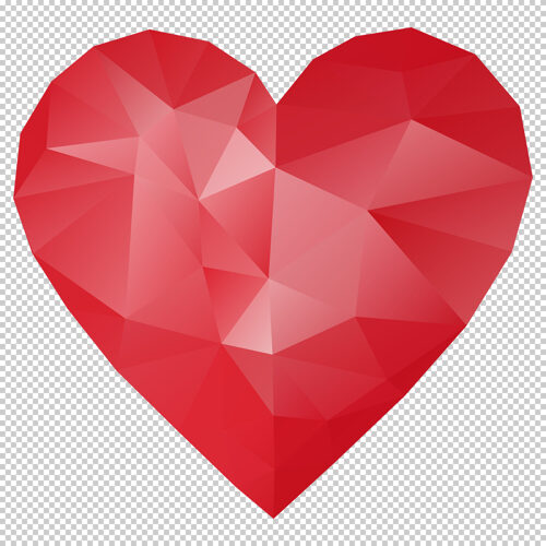 红色矢量低多边形几何爱心素材