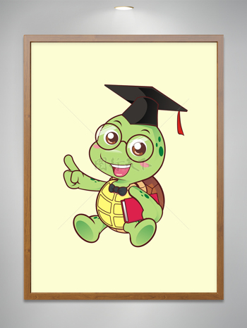 卡通可爱小乌龟博士拿书