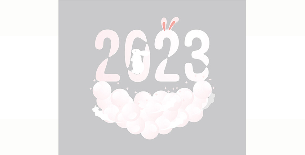 兔年 ，2023，兔子，浪漫，兔耳朵，汤圆、汽包、粉色、白色
