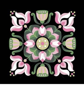  传统 欧式俄式 方形图案背景贴图 十字玫瑰花粉绿