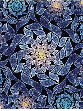 植物花纹 中心炫彩蓝