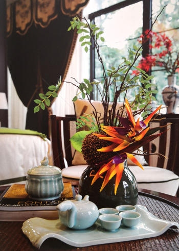 传统中式  室内家居照片 配图小图插头底图背景图 茶几花瓶和茶具