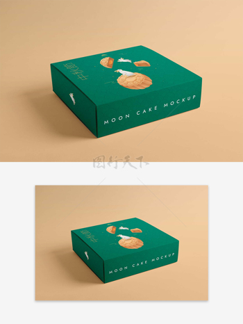 绿色国潮卡通中秋节月饼包装盒