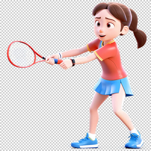 趣味可爱运动3D卡通网球少女素材