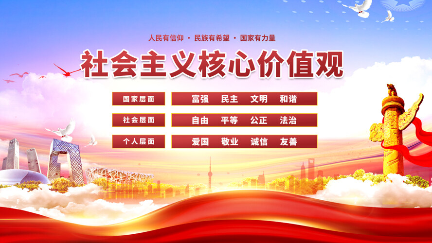 人民有信仰社会主义核心价值观党建展板