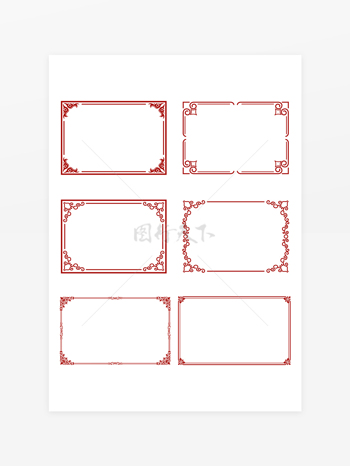 古风红色装饰线条花矩形边框