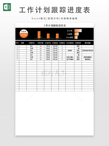 工作计划跟踪进度表