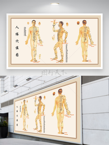 中医文化中医理疗健康养生人体穴位图展板
